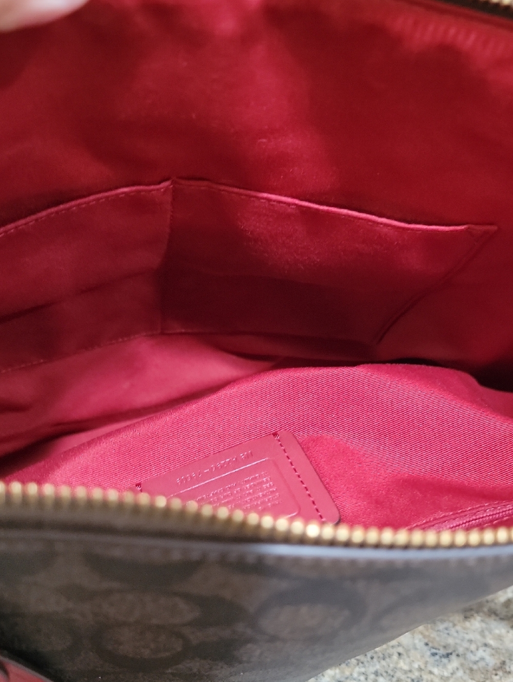 Coach Gallery Tote in Signature Canvas, red /brown color - Picture 10 of 10